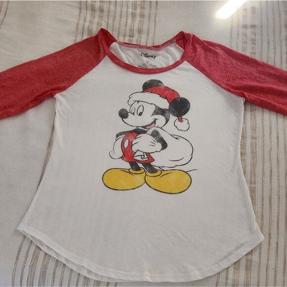 Women's Disney Christmas‎ Santa Mickey Baseball shirt - Picture 1 of 8